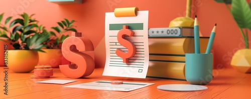 Tax Registration An icon of a tax form or a certificate with a dollar sign, representing the registration and filing of taxes