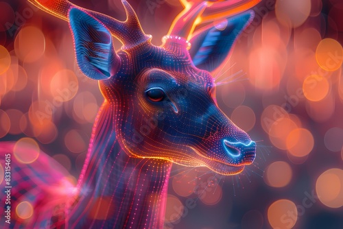 a deer with neon effects