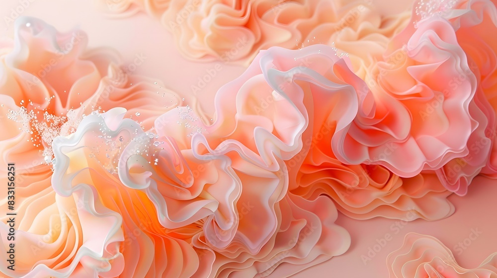 An abstract design with irregular, soft peach fuzz-colored blobs and shapes overlapping An abstract design with irregular, soft peach fuzz-colored blobs and shapes overlapping