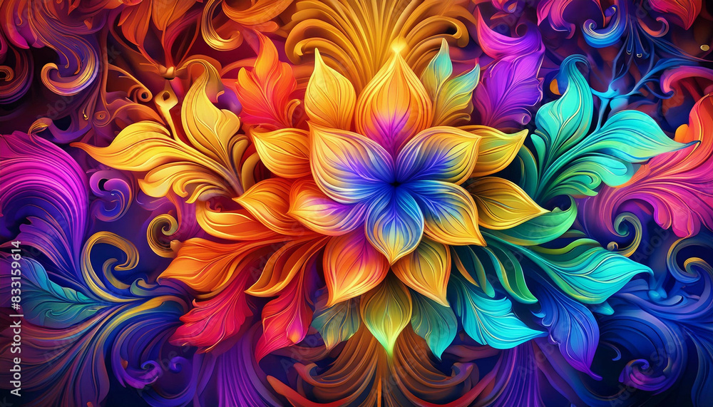 rainbow damask flower background rainbow damask flower background