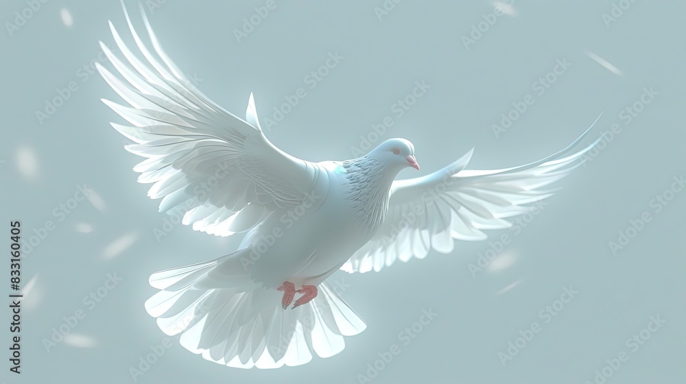 Fototapeta premium A white dove is flying in the sky
