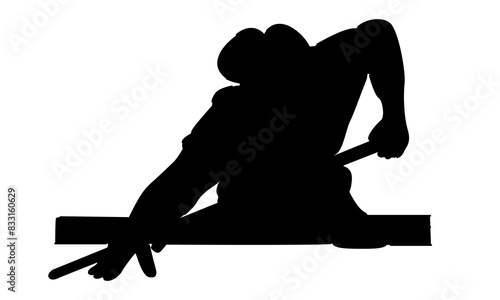 silhouette of man playing pool billiard vector illustration