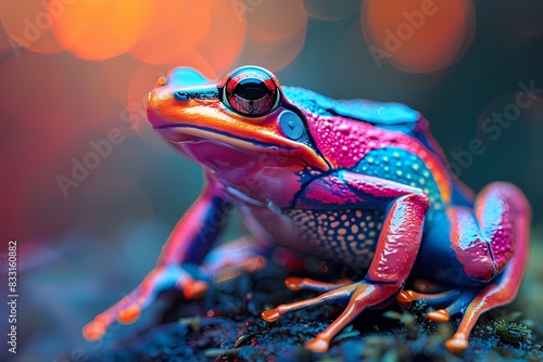a frog with neon effects photo