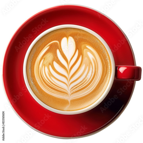 Cup of Cappuccino from above, transparent background