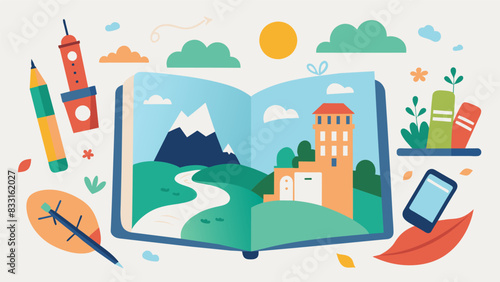 The meticulous sketches and watercolor paintings within the diary brought to life the sights and sounds of each place conveying a sense of wonder and. Vector illustration
