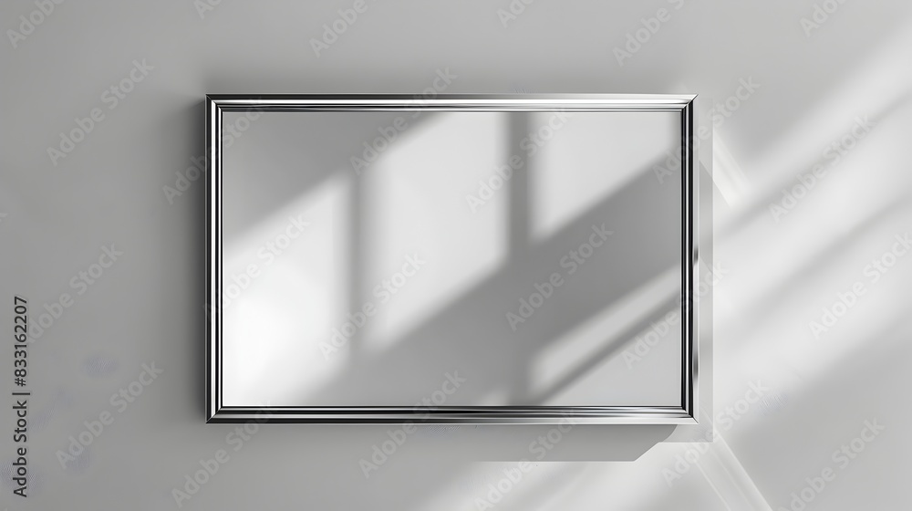Sleek Modern Silver Frame Isolated on White Background for Contemporary Interior or Product Display Sleek Modern Silver Frame Isolated on White Background for Contemporary Interior or Product Display