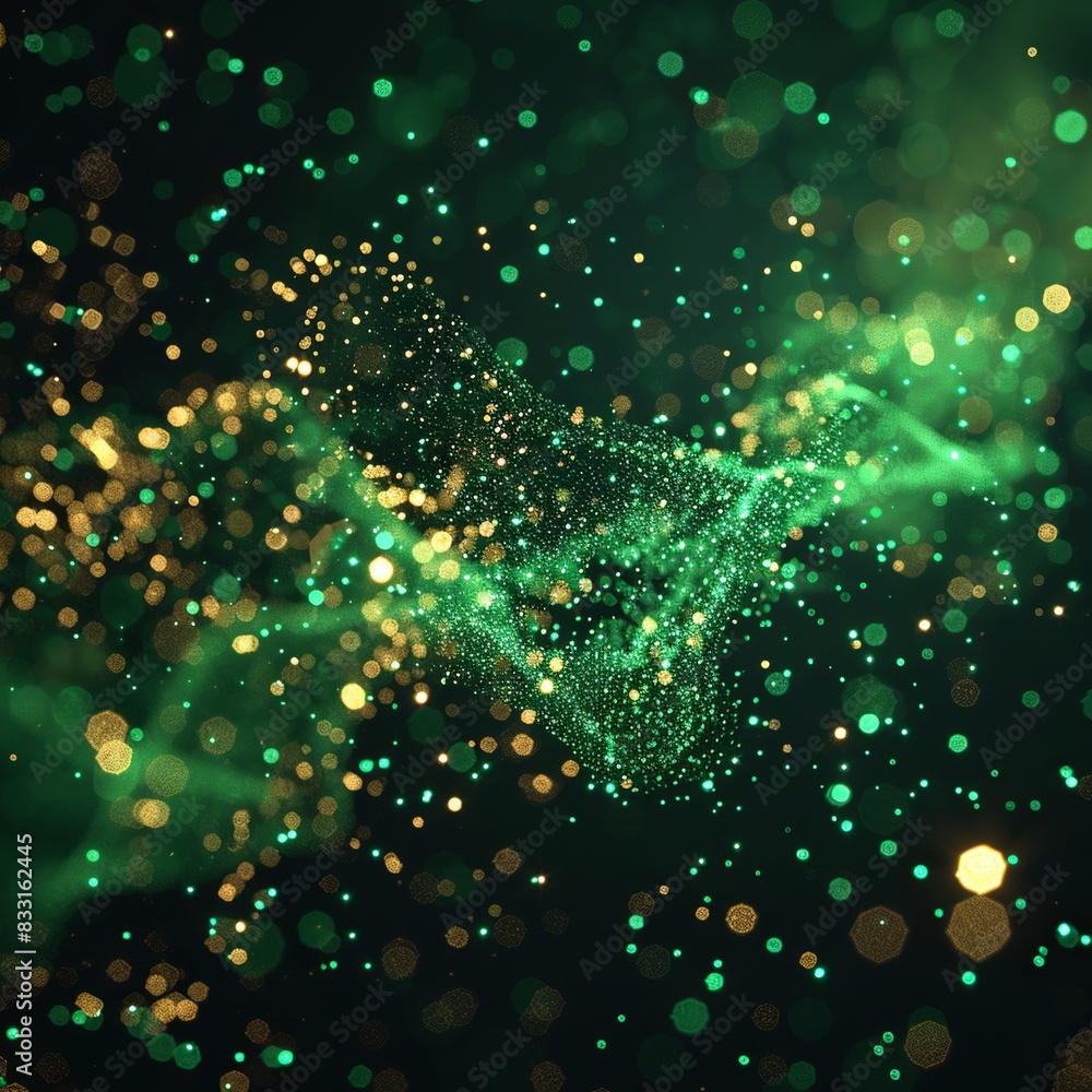 tiny green light particles forming the tiktok logo tiny green light particles forming the tiktok logo