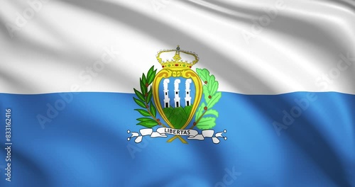 flag of San Marino. San Marino flag background. 4k 60FPS photo