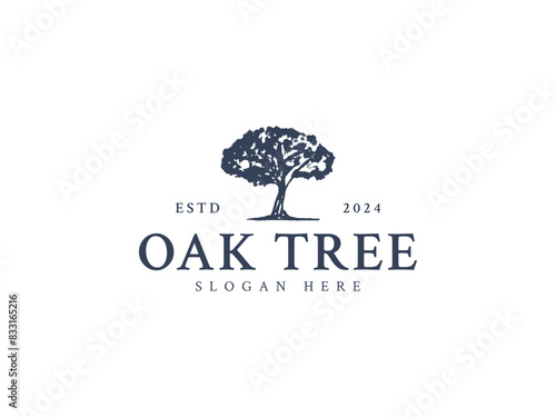 oak logo vector illustration. vintage oak tree logo template