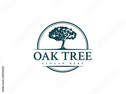 oak logo vector illustration. vintage oak tree logo template