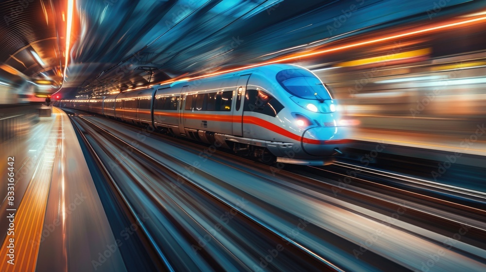 Speeding train captured with motion blur effect Speeding train captured with motion blur effect