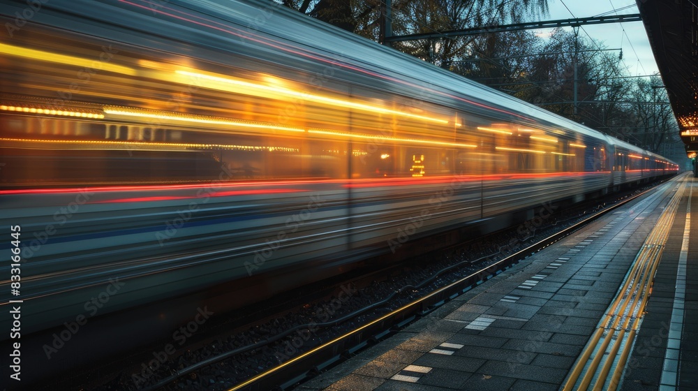 Speeding train captured with motion blur effect Speeding train captured with motion blur effect