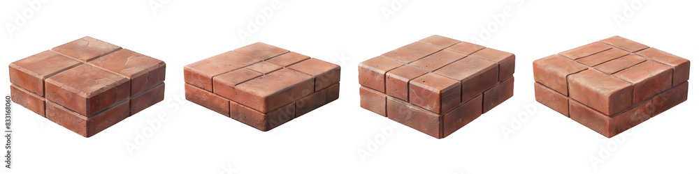 Set of Brick Texture Square Podium isolated on transparent png background collection set . Generative ai