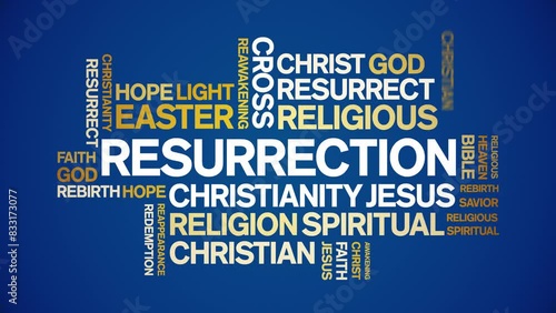 Resurrection animated word cloud;text design animation tag kinetic typography seamless loop. photo