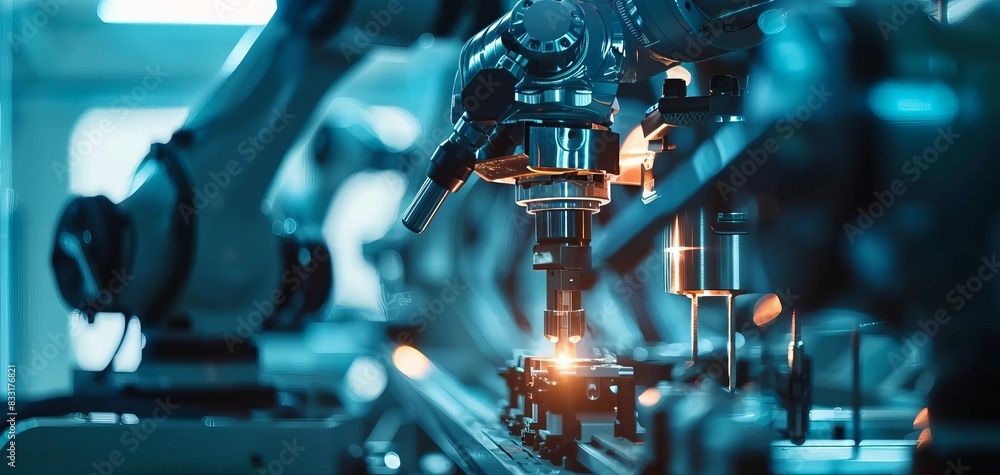 Fototapeta premium The intricate design of a robotic assembly line created by a skilled engineer