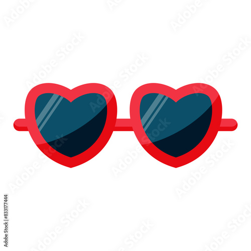Red heart shape sunglasses in heart shape. Vintage sun glasses. Vector illustration