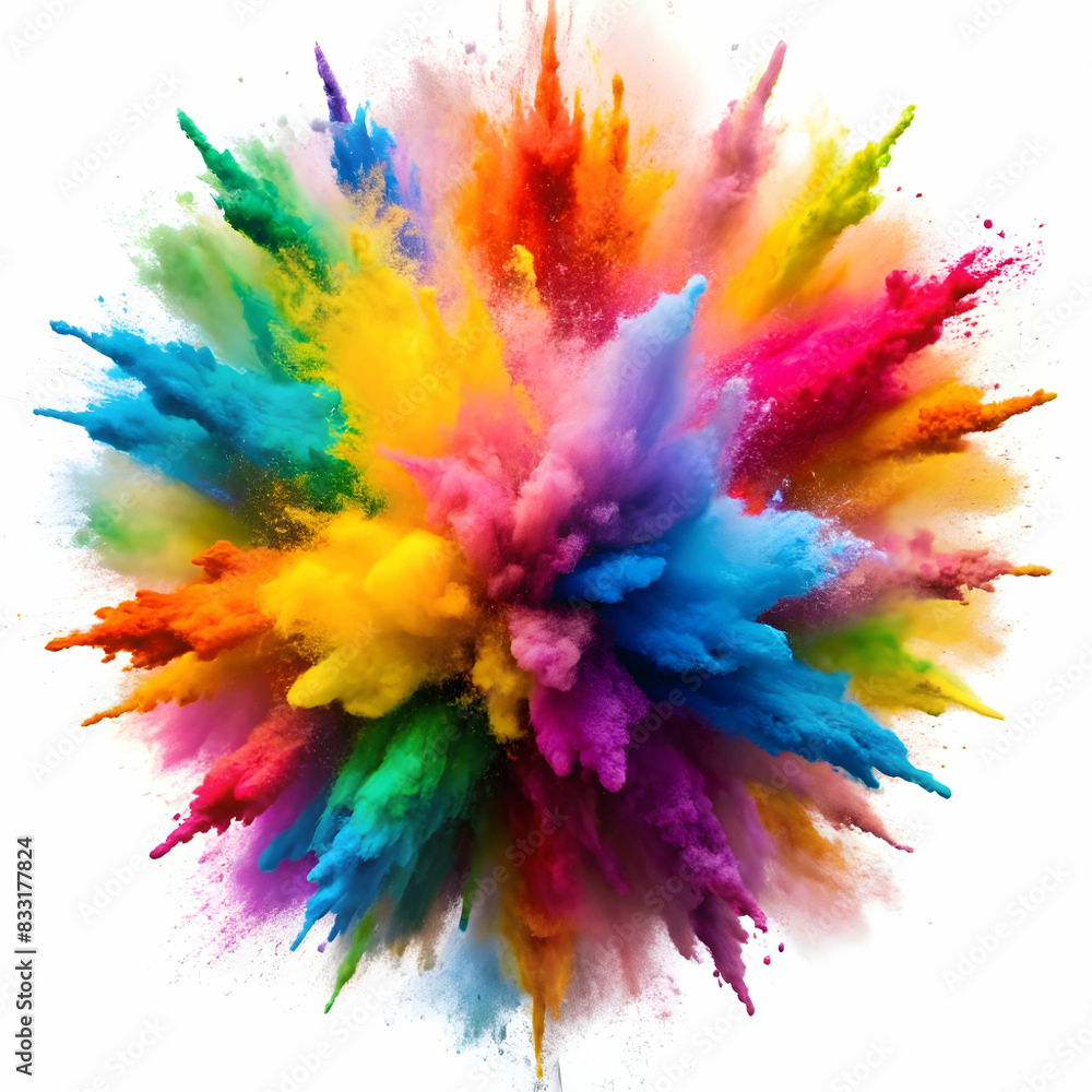 colored powder explosion on white background colored powder explosion on white background