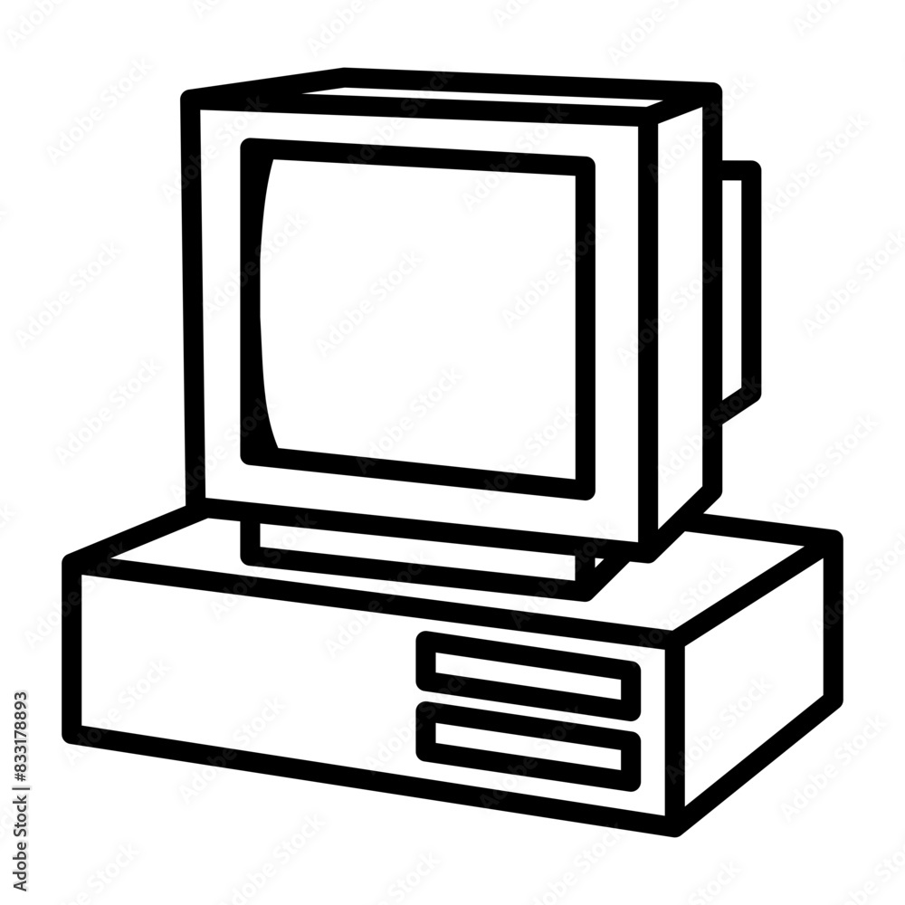 Old computer icon. Old computer icon.
