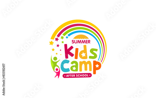 Illustration vector graphic of kids summer camp adventure logo design template