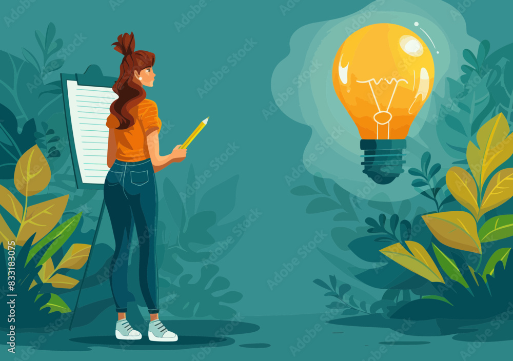 Young Business Professional Woman Holds Checklist Survey Form, Feedback Assessment Concept, Office Evaluation Review with Lightbulb Pencil Young Business Professional Woman Holds Checklist Survey Form, Feedback Assessment Concept, Office Evaluation Review with Lightbulb Pencil