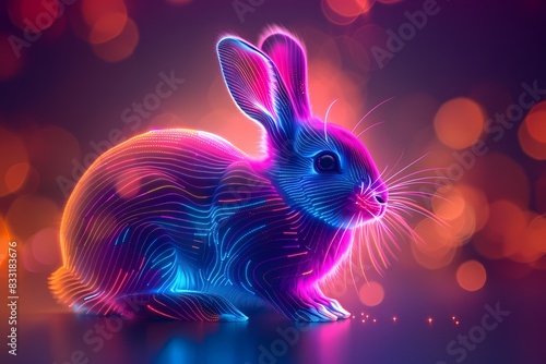 rabbit with neon effect