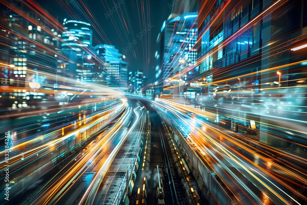 Illustration of Developing interconnected, flexible manufacturing systems that can adapt to changing production demands in real-time. Ai Generate.