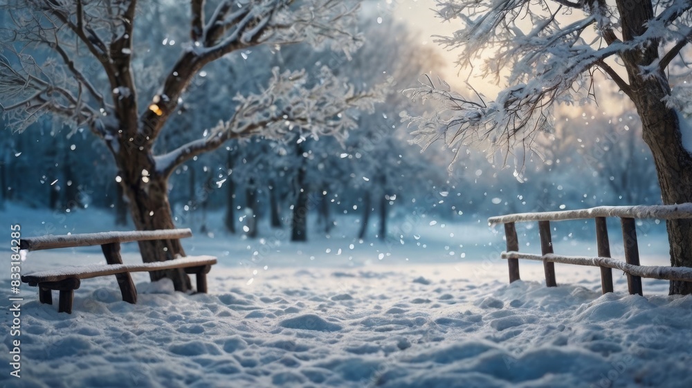 Winter background with snow covered ground