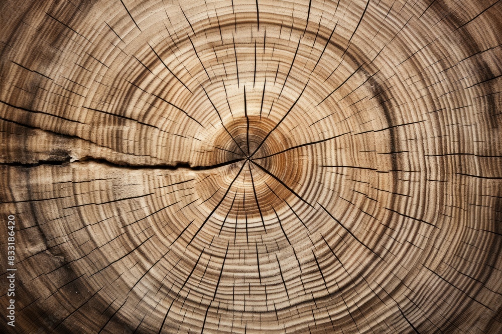 Old wooden oak tree cut surface. Rough organic texture of tree rings with close up of end grain Old wooden oak tree cut surface. Rough organic texture of tree rings with close up of end grain