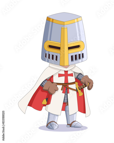 Cute style templar knight cartoon illustration