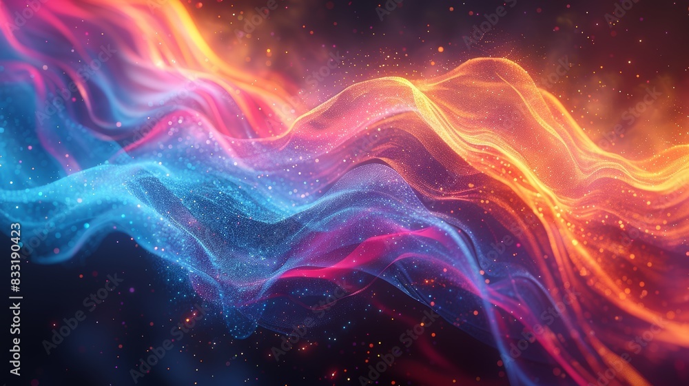 Abstract background with swirling blue, red and orange neon light. Abstract background with swirling blue, red and orange neon light.