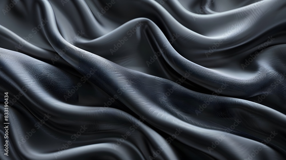 Obraz premium A close-up view of abstract black rippled texture with intricate details and a sleek, modern aesthetic.