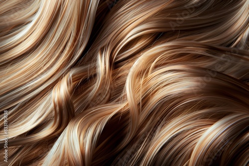 Detailed closeup of flowing  shiny blonde hair texture  color  and natural movement pattern background