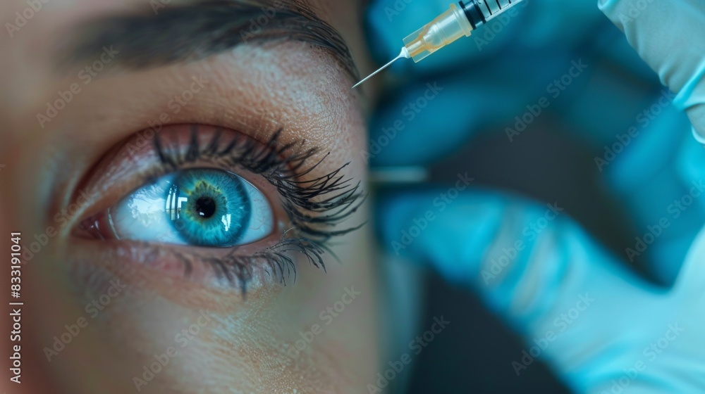 Close-up Botox injections in the eyes Cosmetic Surgery Clinic Close-up Botox injections in the eyes Cosmetic Surgery Clinic