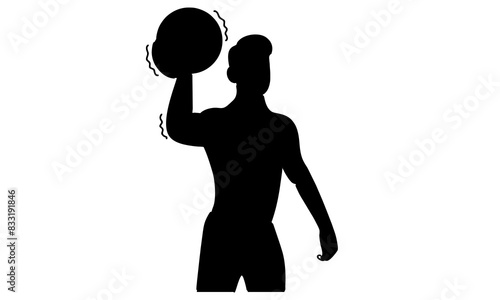 silhouette of man holding a dumbbell