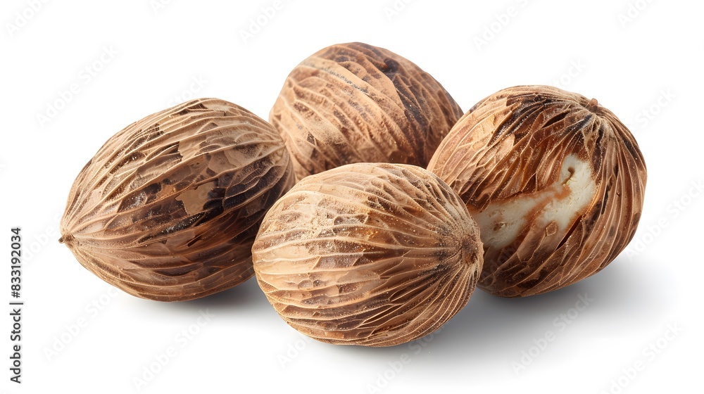 Dried Mace Nuts isolated on white background with clipping path Dried Mace Nuts isolated on white background with clipping path