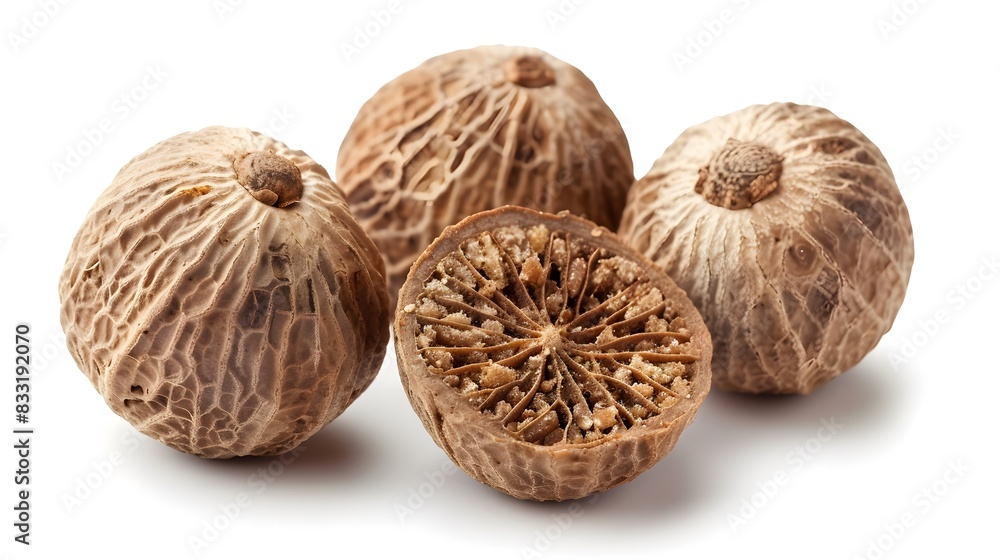 Dried Mace Nuts isolated on a white background with clipping path Dried Mace Nuts isolated on a white background with clipping path