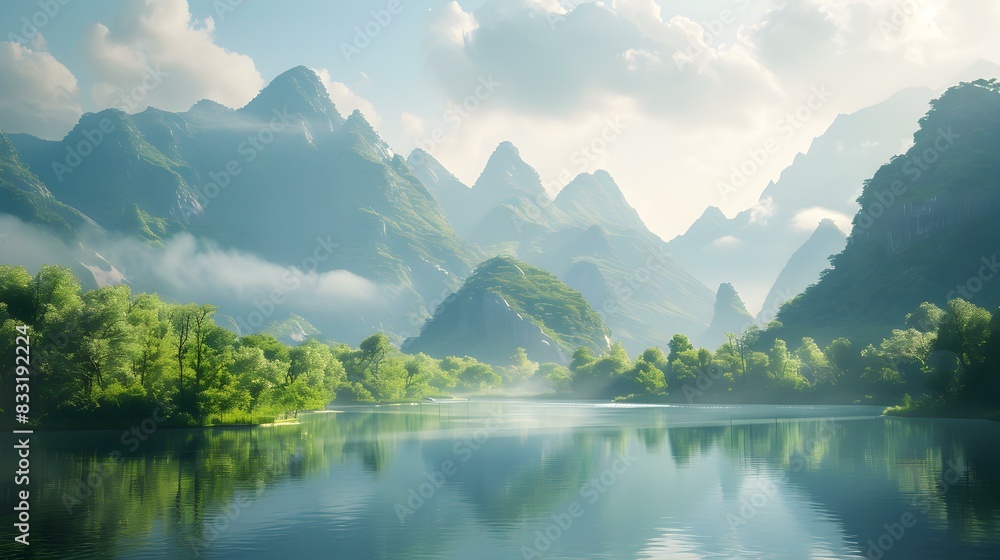 Fototapeta premium mountains a river