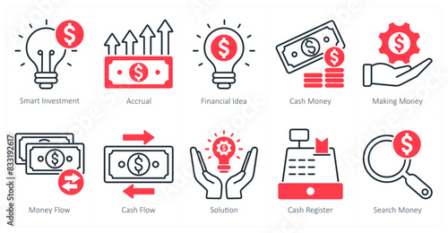 A set of 10 banking icons as smart investment, accural, financial idea