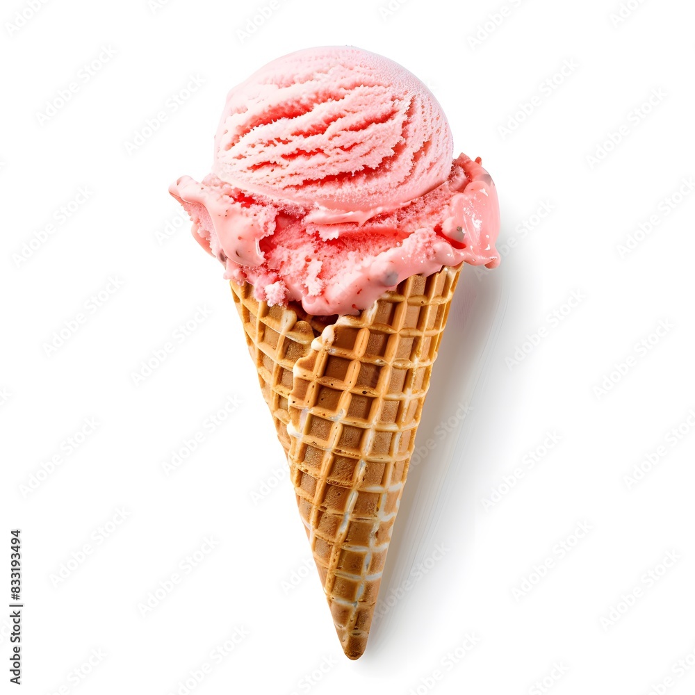 ice cream in a waffle cone isolated on white background ice cream in a waffle cone isolated on white background