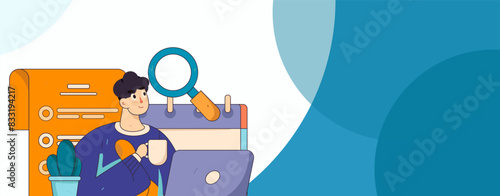 Flat vector illustration of business people operating work scene
