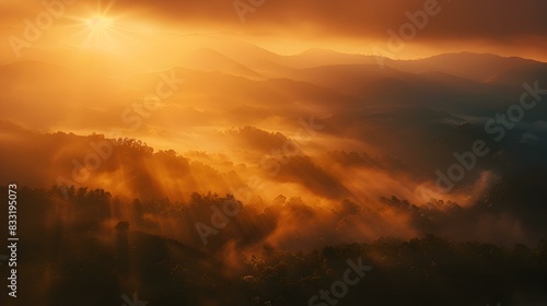 mountain morning mist pic #833195073
