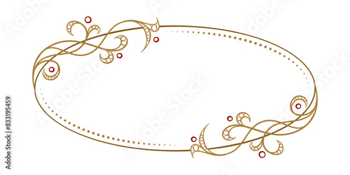 Vector horizontal oval frame with ivy leaves decoration