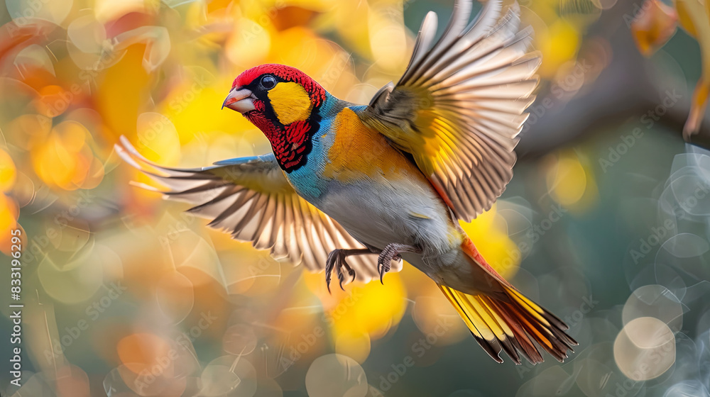 Obraz premium Gouldian finch flying