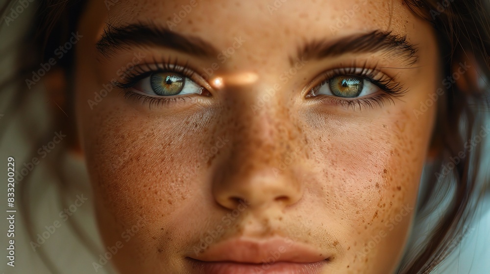 Fototapeta premium Generate an image of a fresh-faced beauty with smooth skin, her eyes bright and smile gentle
