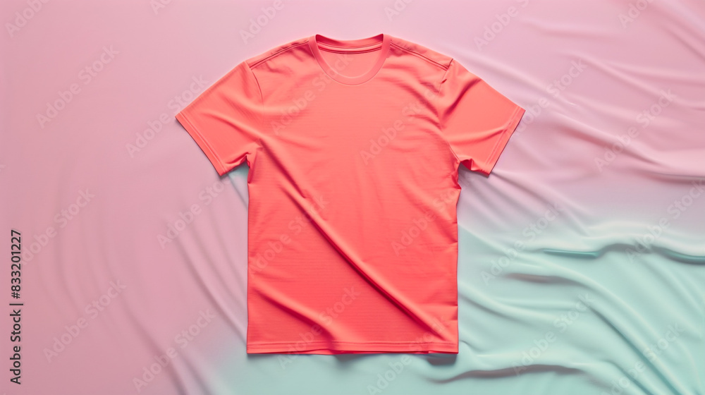 Smooth pastel canvas features a high-definition mock-up of a plain empty coral t-shirt. Smooth pastel canvas features a high-definition mock-up of a plain empty coral t-shirt.