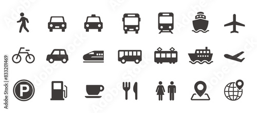 Road Transport  Icon Set. Vector Illustration.