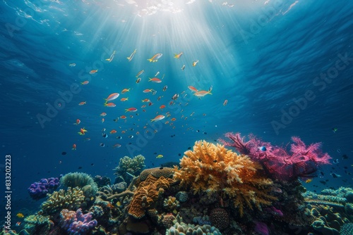 beautiful Coral Reef underwater with fish  underwater travel   underwater world