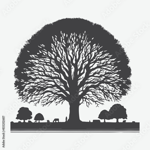 Print Majestic Sycamore Tree Silhouette, A Stunning Natural Masterpiece