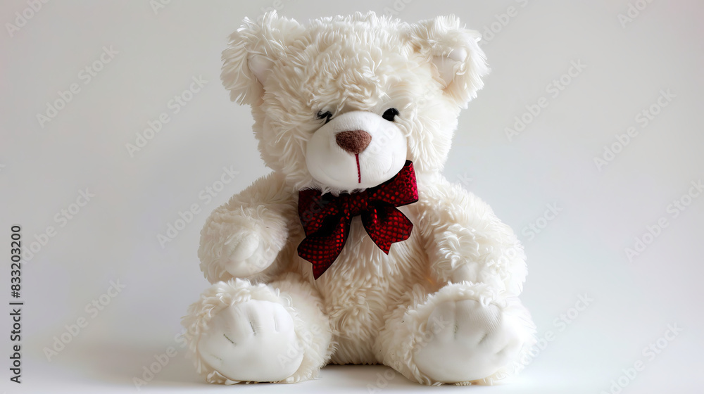 White teddy bear with red bow. Adorable white teddy bear with a red bow, perfect for Valentine's Day, birthdays, or any special occasion. White teddy bear with red bow. Adorable white teddy bear with a red bow, perfect for Valentine's Day, birthdays, or any special occasion.