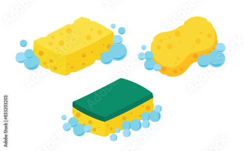 Scrub sponge. dish washing tool vector illustration